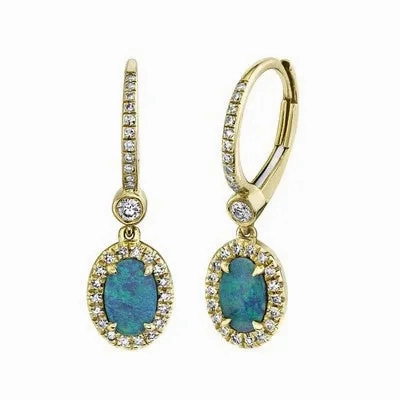 0.23CT DIAMOND &amp; 0.67CT OPAL EARRING