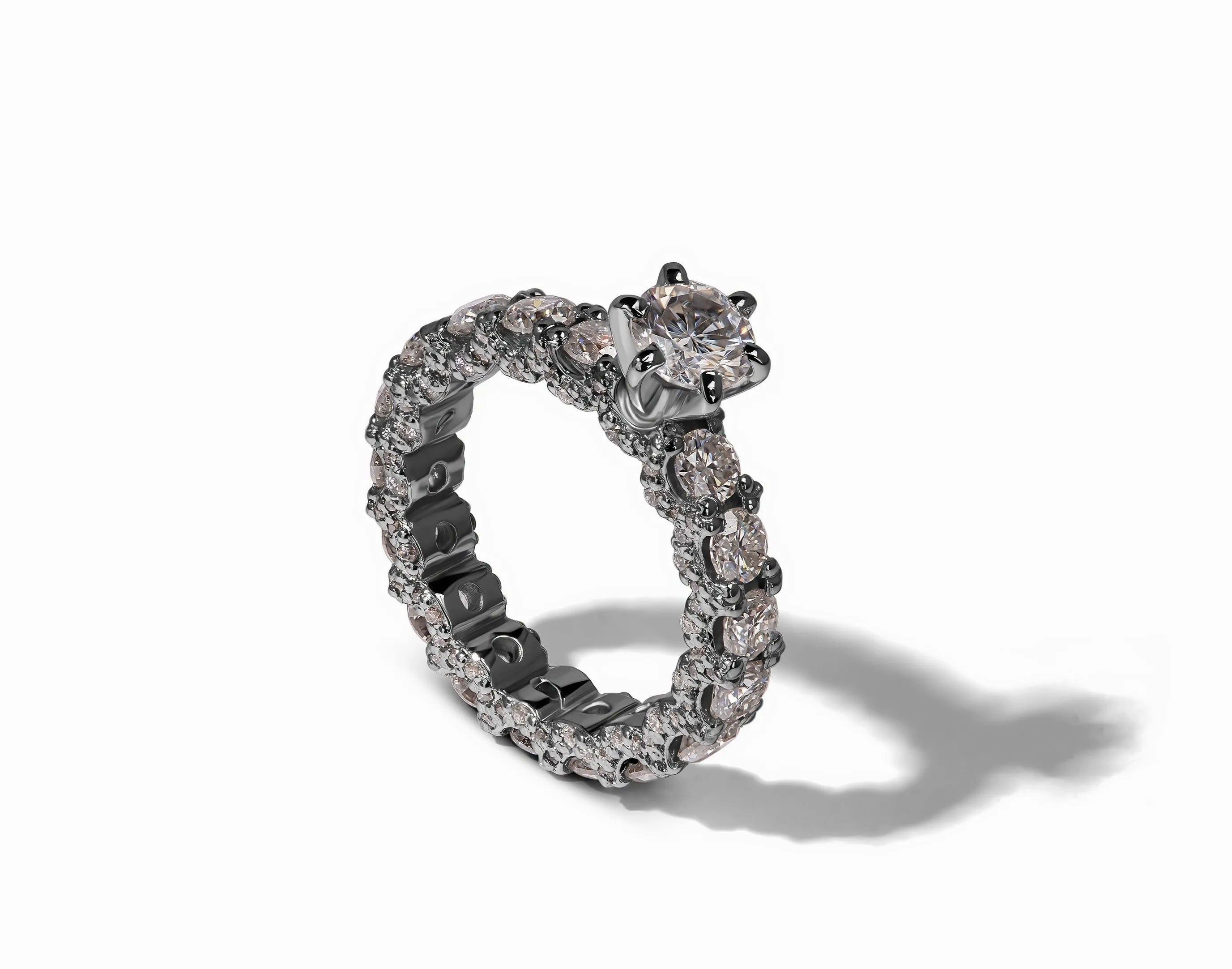 0.5 CARAT ICED OUT MOISSANITE EXTRAVAGANT SPARKLE RING