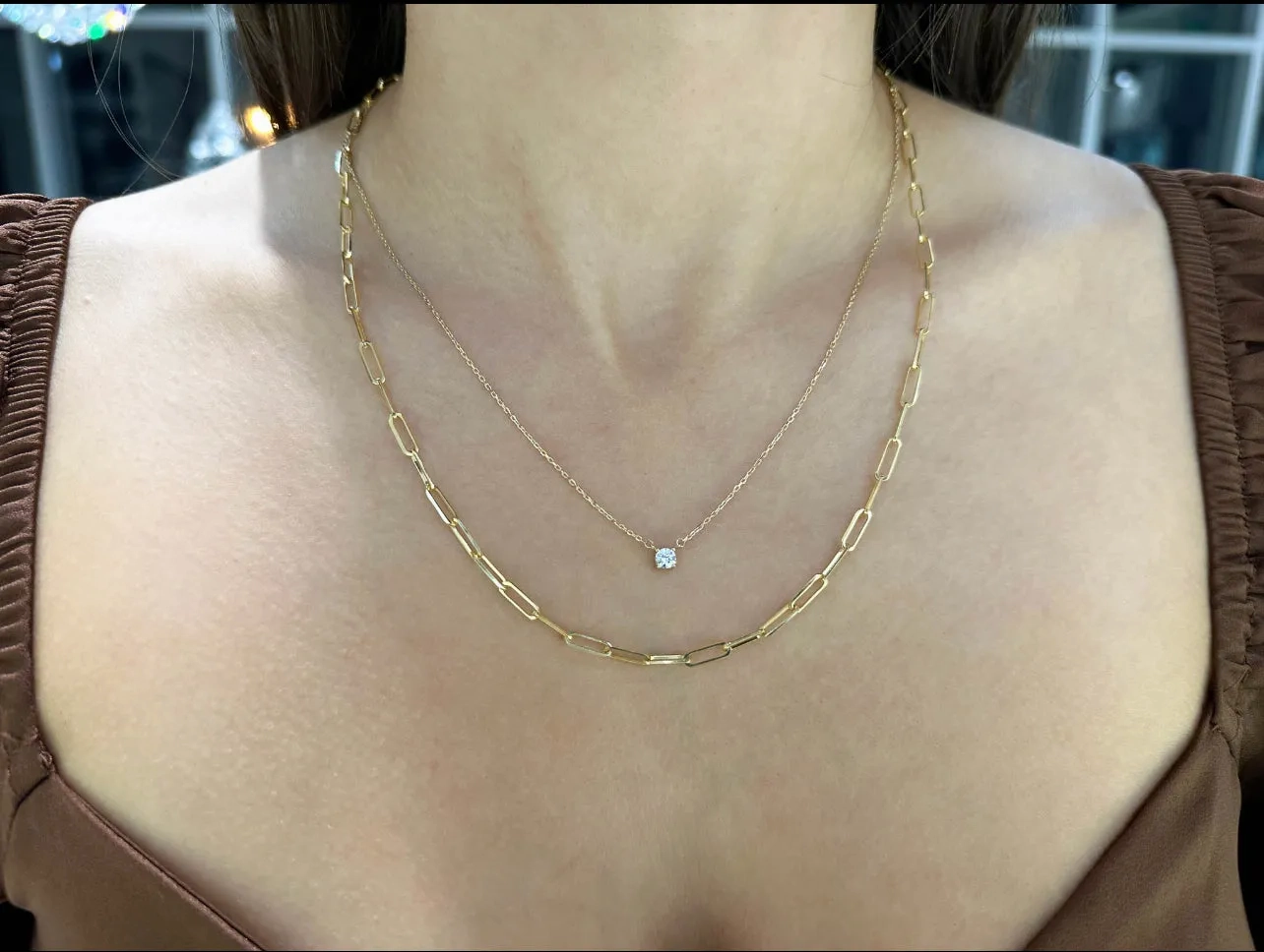10k Gold CZ Solitaire Necklace