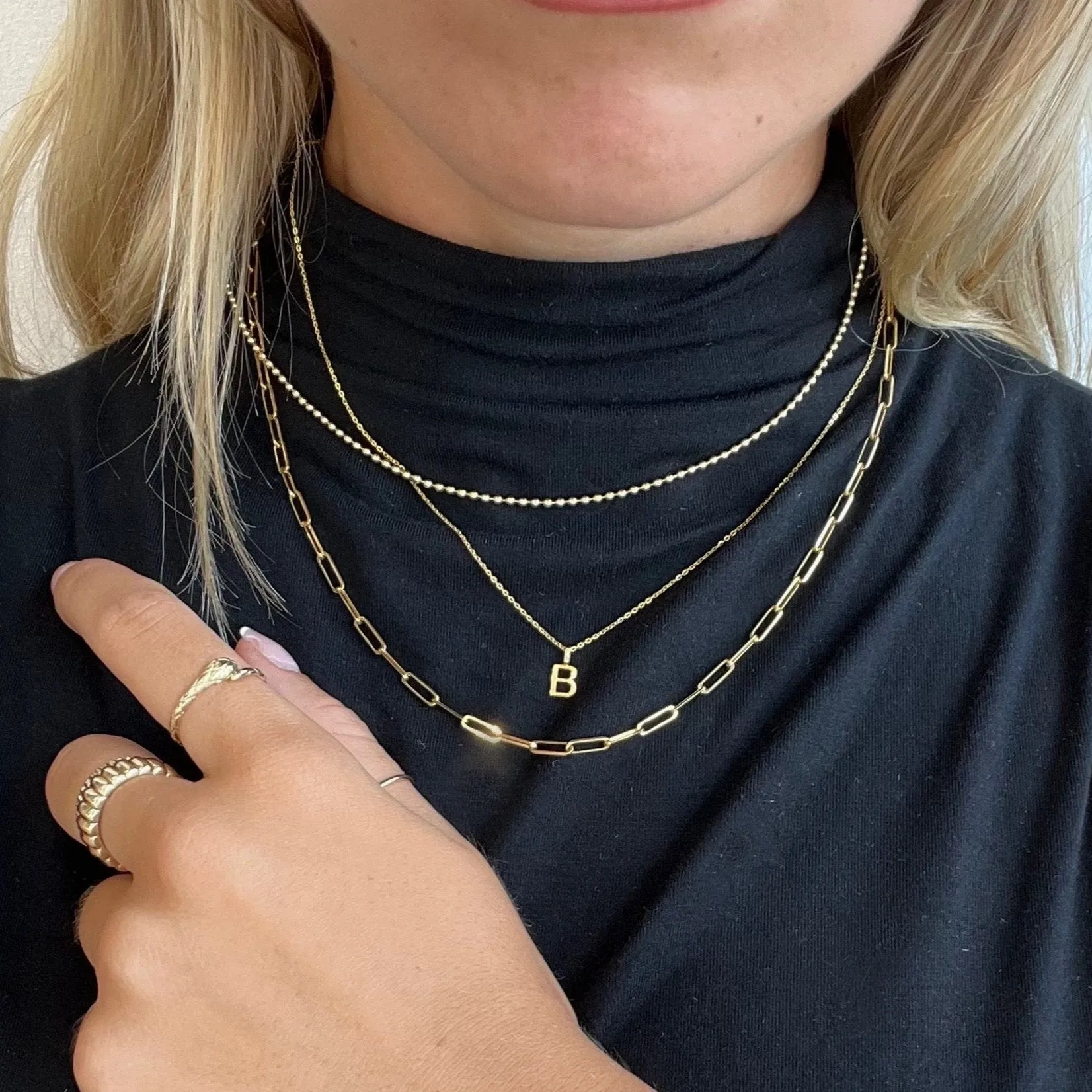 10k Gold Mini Plain Initial Necklace
