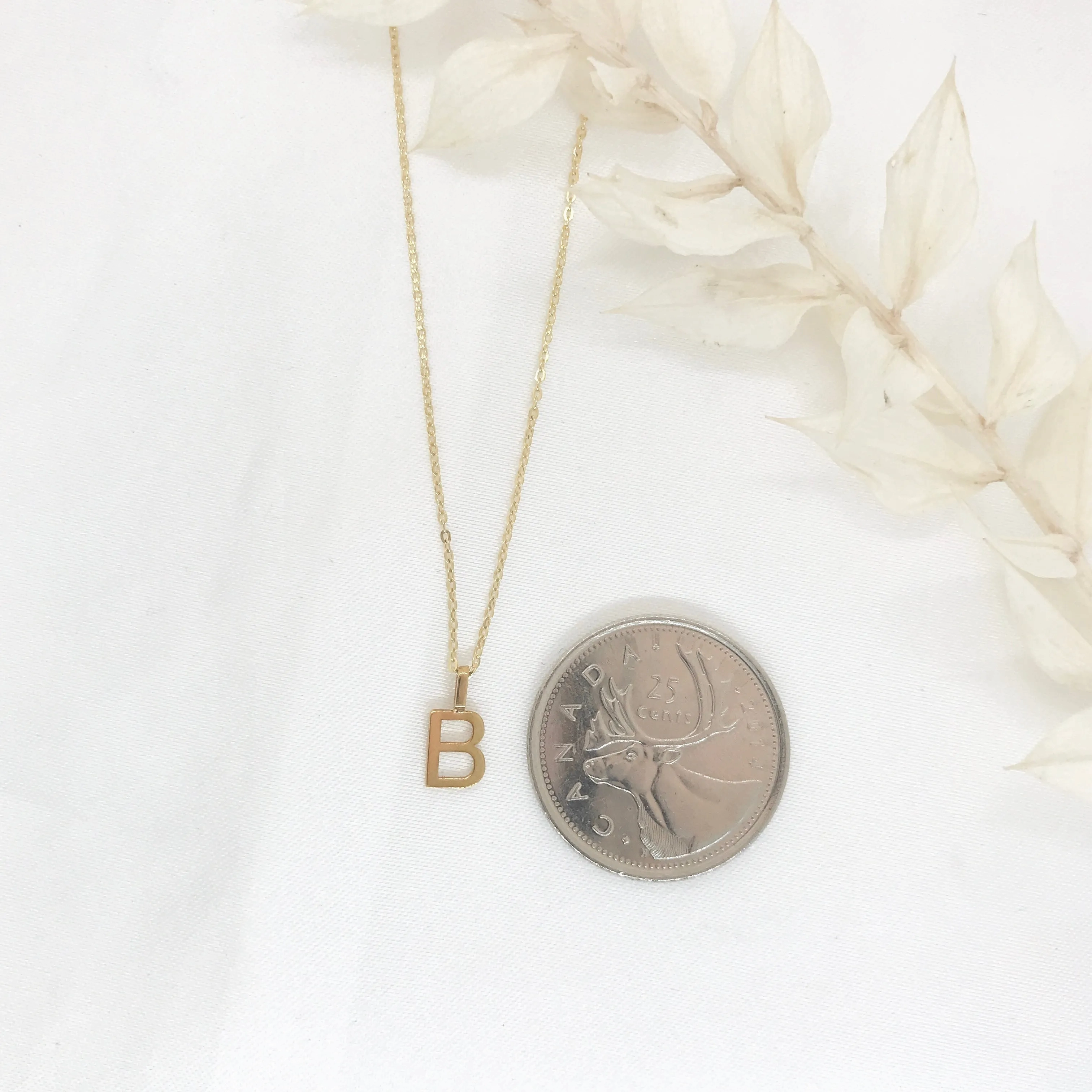 10k Gold Mini Plain Initial Necklace