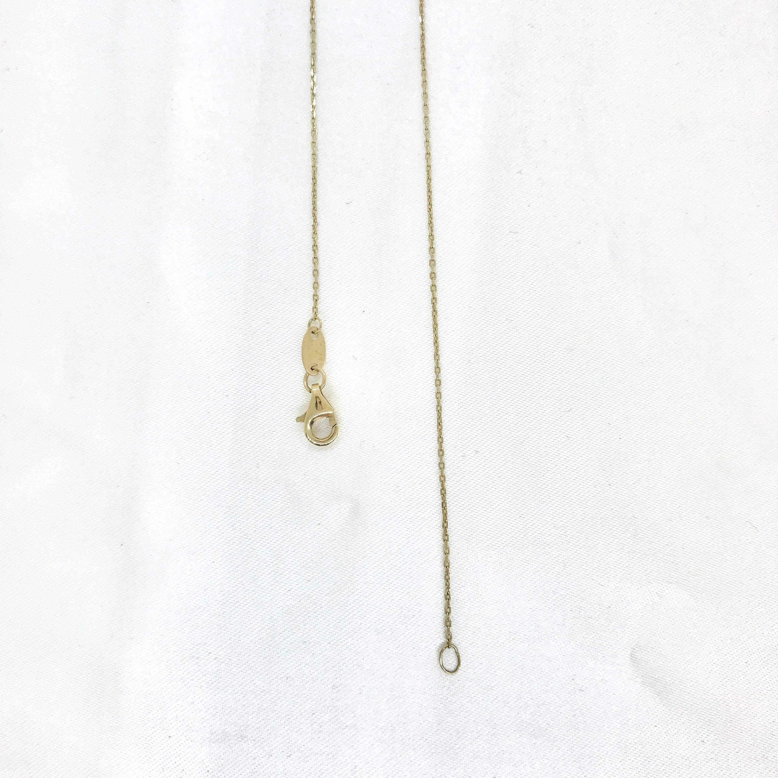 10k Yellow Gold Dog Tag with Heart-Cut out and CZ Necklace