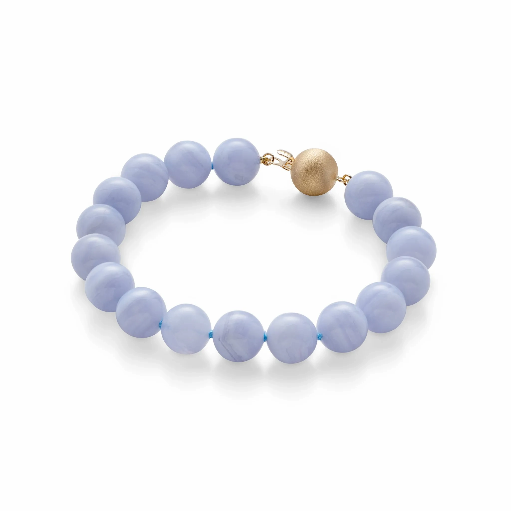 10mm Blue Lace Agate &amp; Gold Bracelet