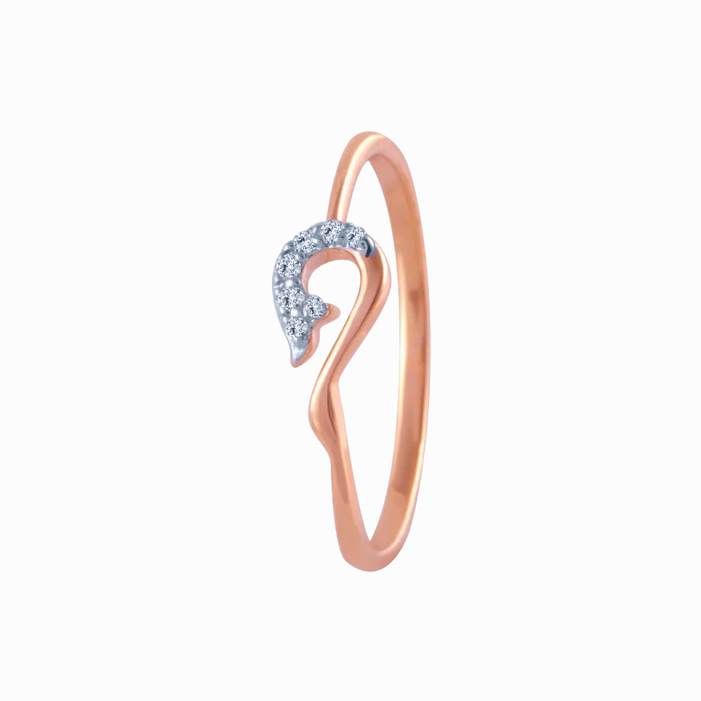 14k (585) Rose Gold And Diamond Ring For Women