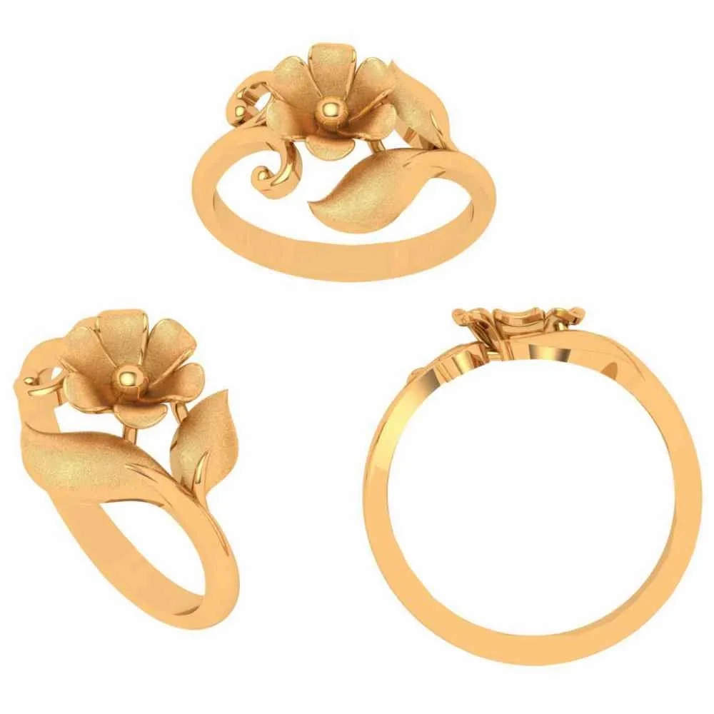 14k Floral Themed Gold Rings Design For Women