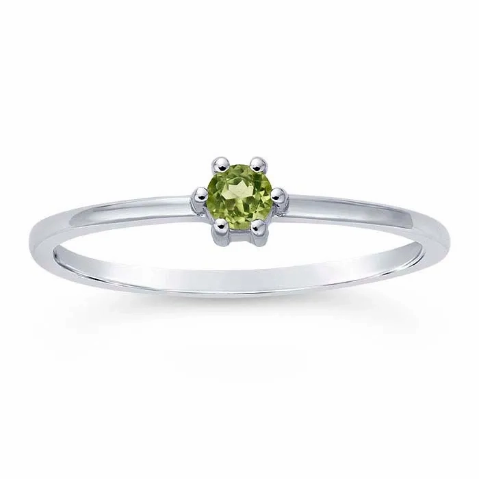 14K Gold 3mm Round Peridot-Set Ring