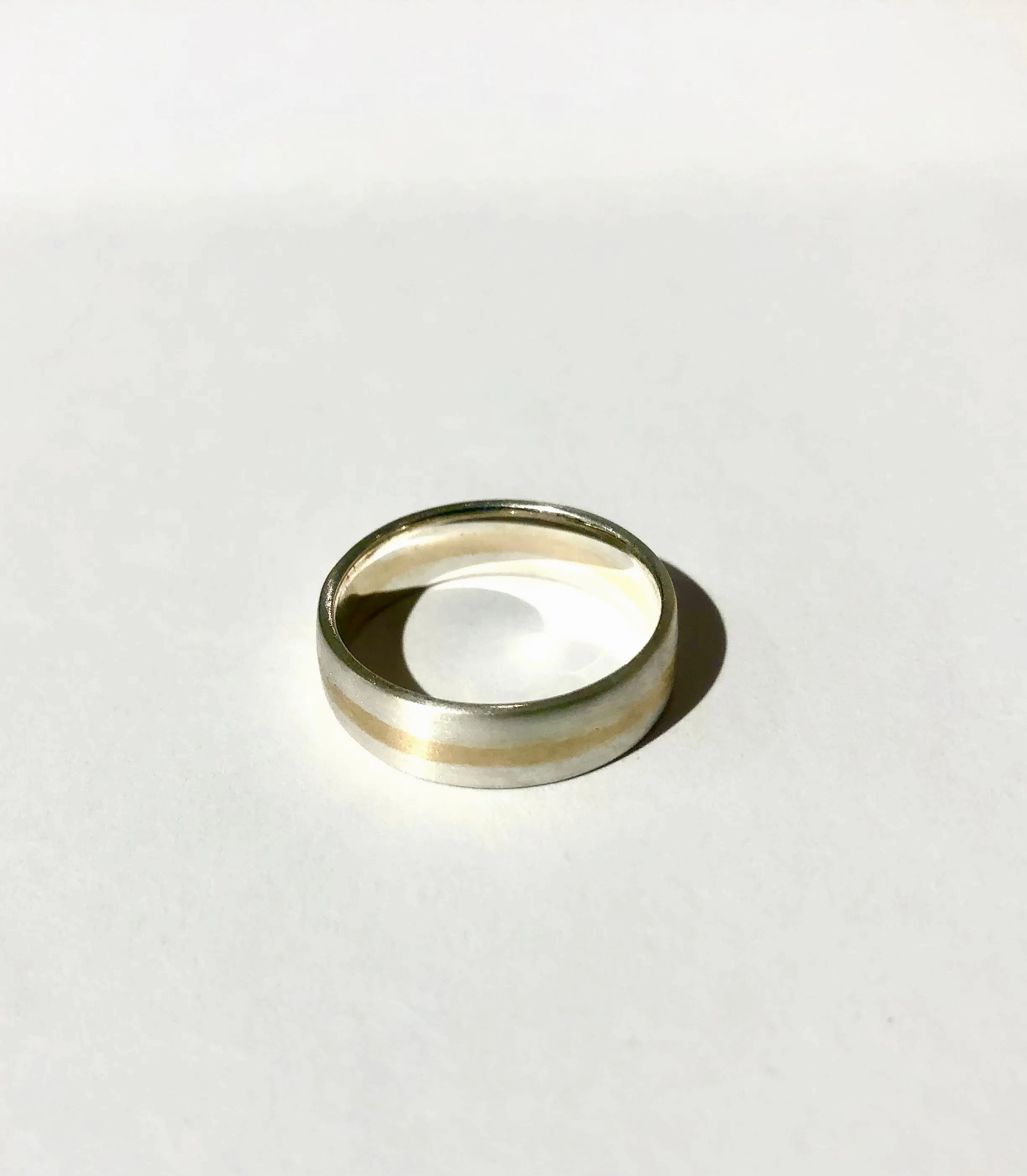 14k Gold and Sterling Silver 6 mm Modern Two-tone Mixed Metal Ring