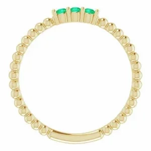 14K Gold Emerald Beaded Ring