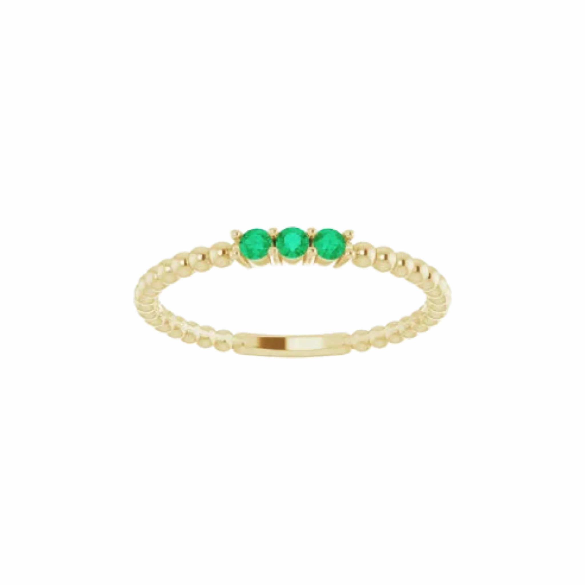 14K Gold Emerald Beaded Ring