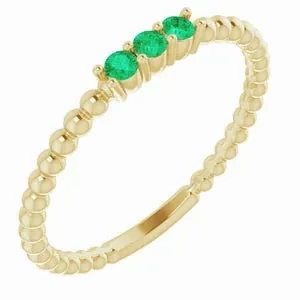 14K Gold Emerald Beaded Ring