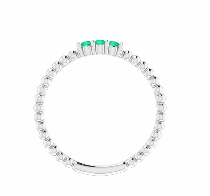 14K Gold Emerald Beaded Ring