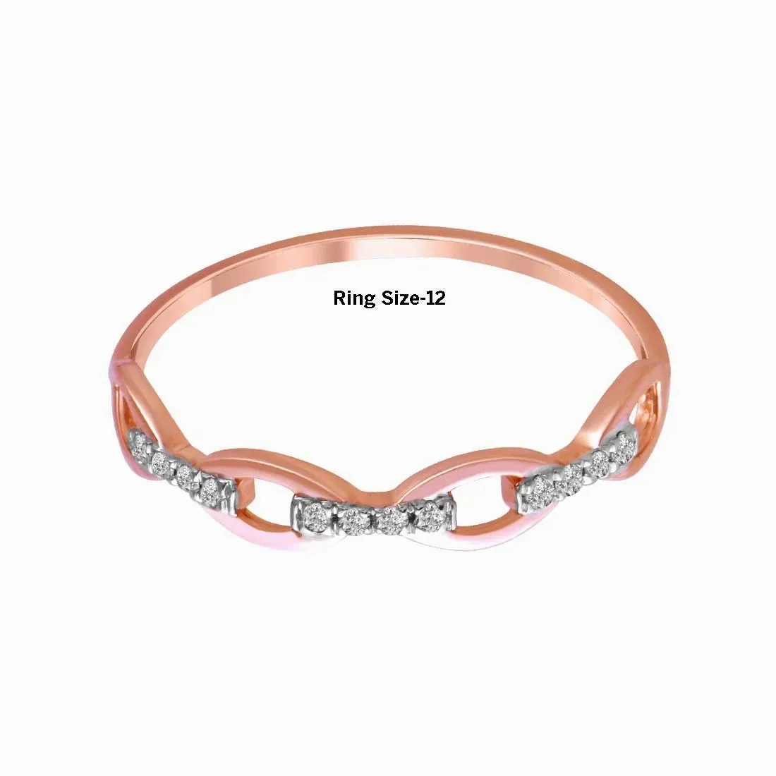 14K Rose Gold Ring Featuring Twisted, Chain-like Designs With Diamond Accents