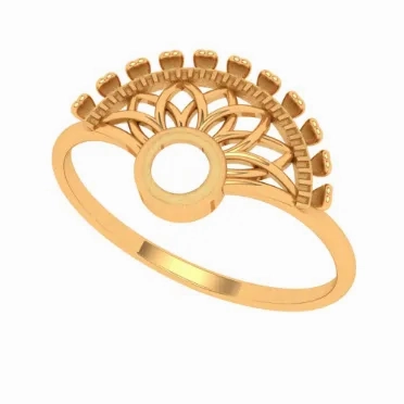 14k Solid Designer Fan-shaped Gold Ring