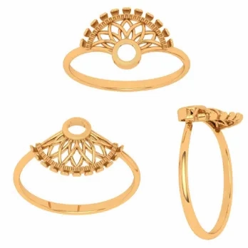 14k Solid Designer Fan-shaped Gold Ring