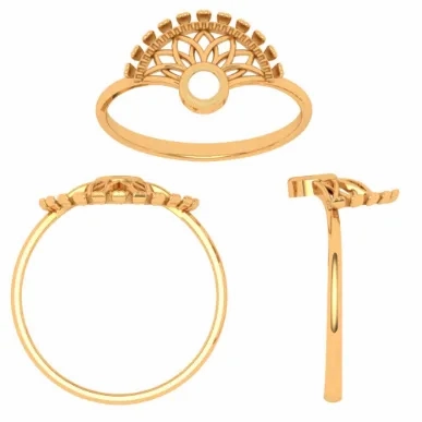 14k Solid Designer Fan-shaped Gold Ring