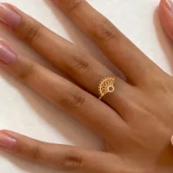 14k Solid Designer Fan-shaped Gold Ring