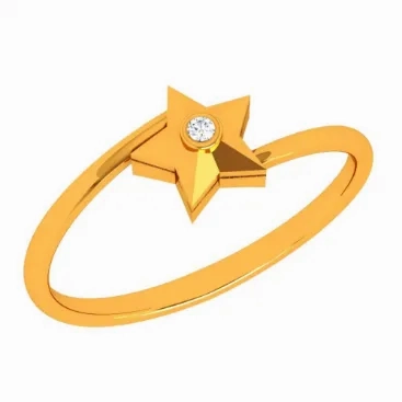 14k Stellar Single Stone Star Shape Gold Ring