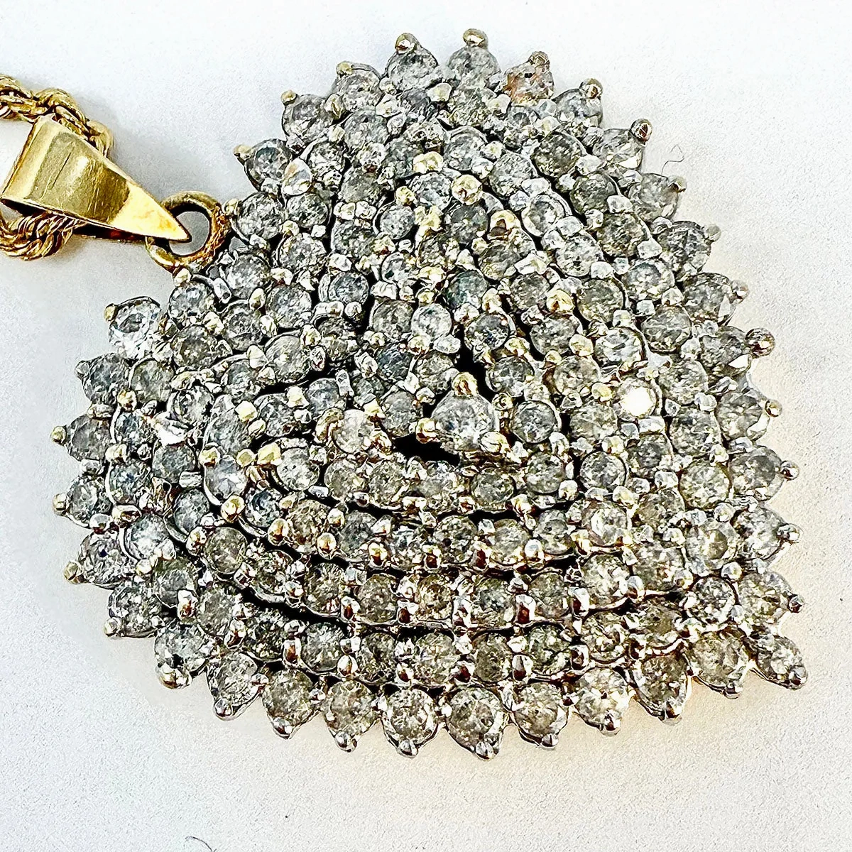 14K Twisted Chain Necklace with Large Diamond Heart Pendant