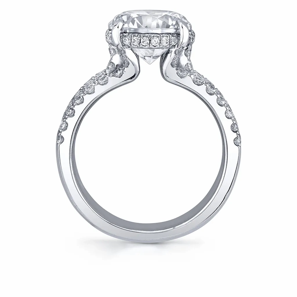 14K White Gold 'Dawn' Hidden Halo Round Diamond Engagement Ring