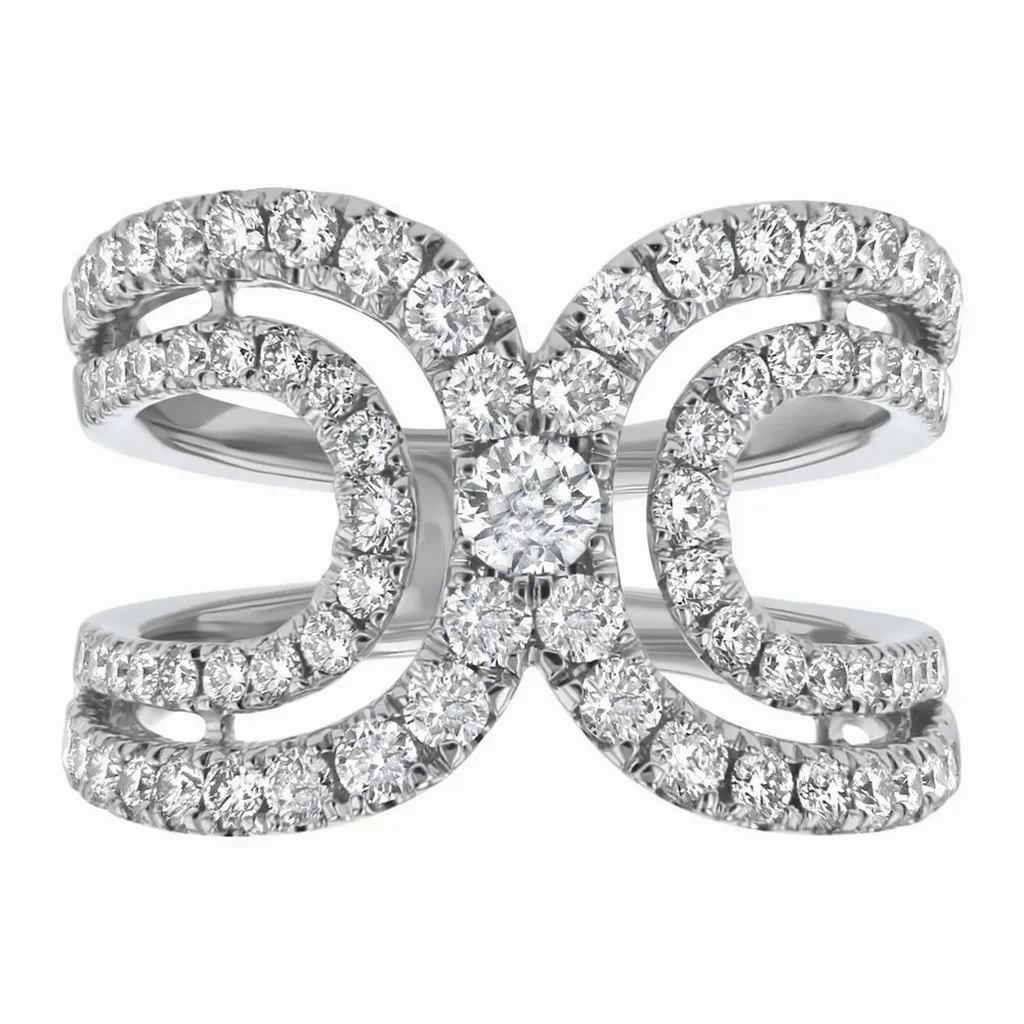 14K White Gold Contemporary Diamond Ring