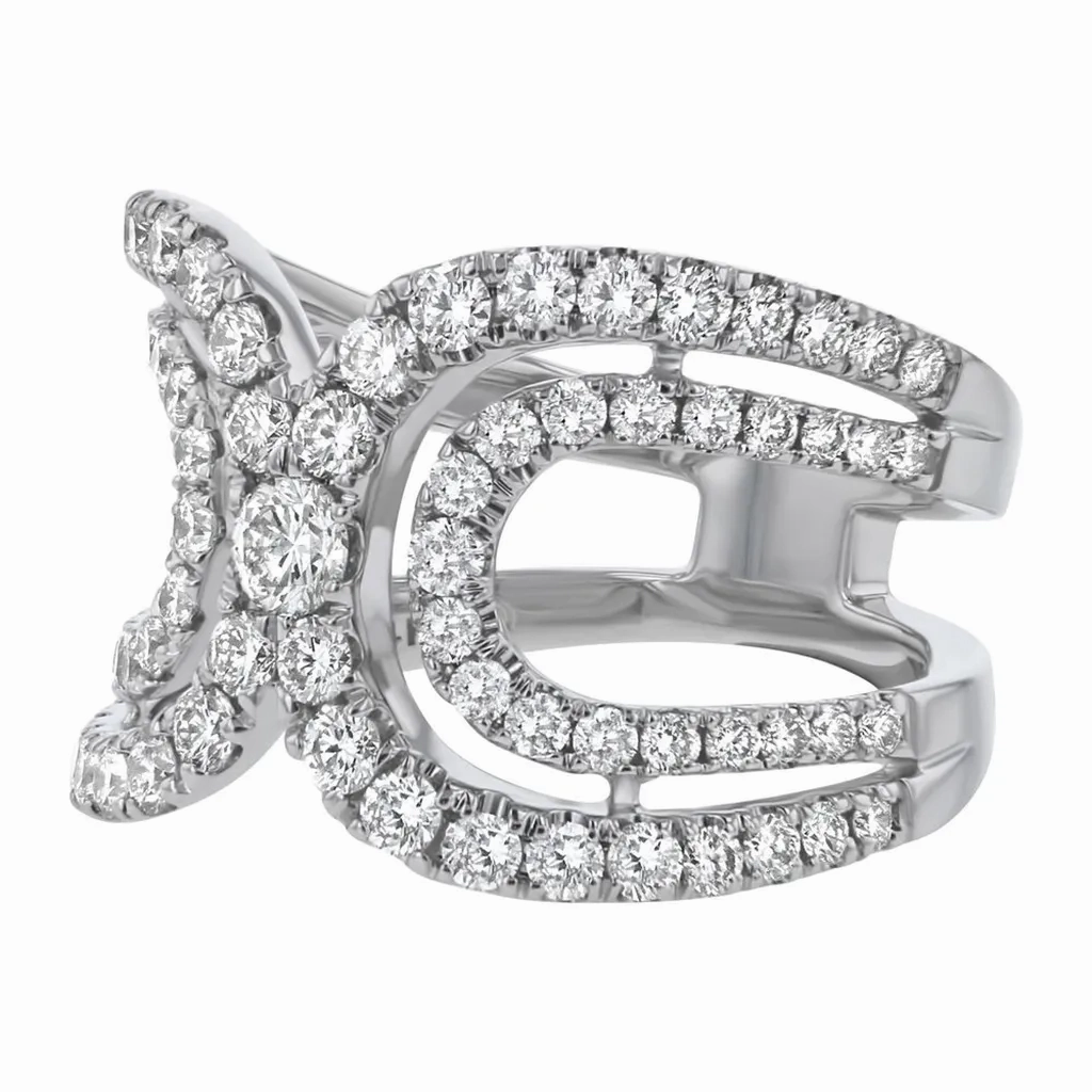 14K White Gold Contemporary Diamond Ring
