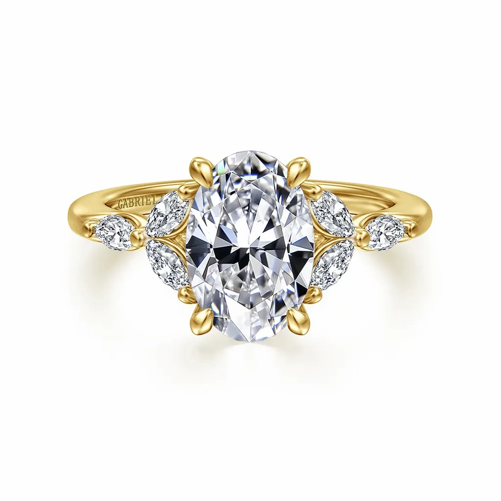 14K Yellow Gold 'Adella' Split Shank Diamond Engagement Ring