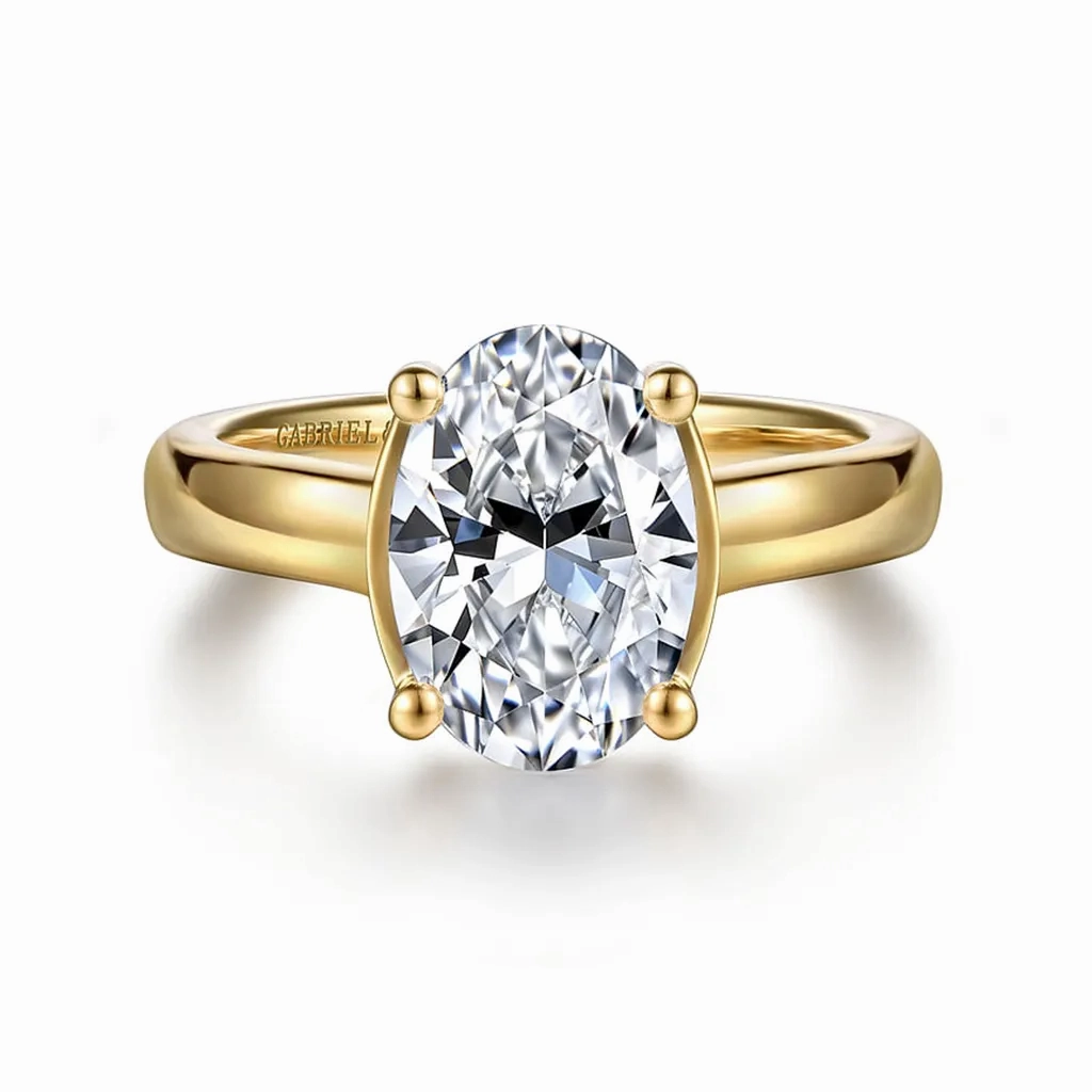 14K Yellow Gold 'Villa' Classic Oval Natural Diamonds Natural Diamonds Engagement Ring