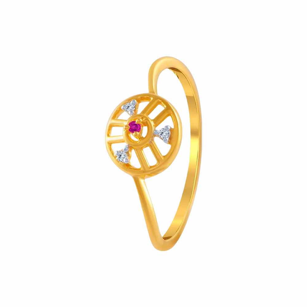 14KT (585) Yellow Gold And American Diamond Ring For Women