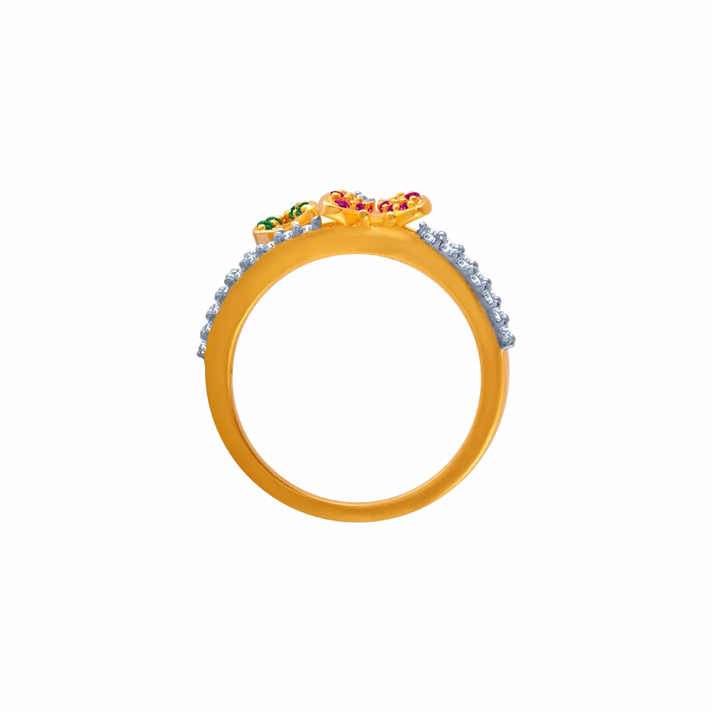 14KT (585) Yellow Gold And American Diamond Ring For Women