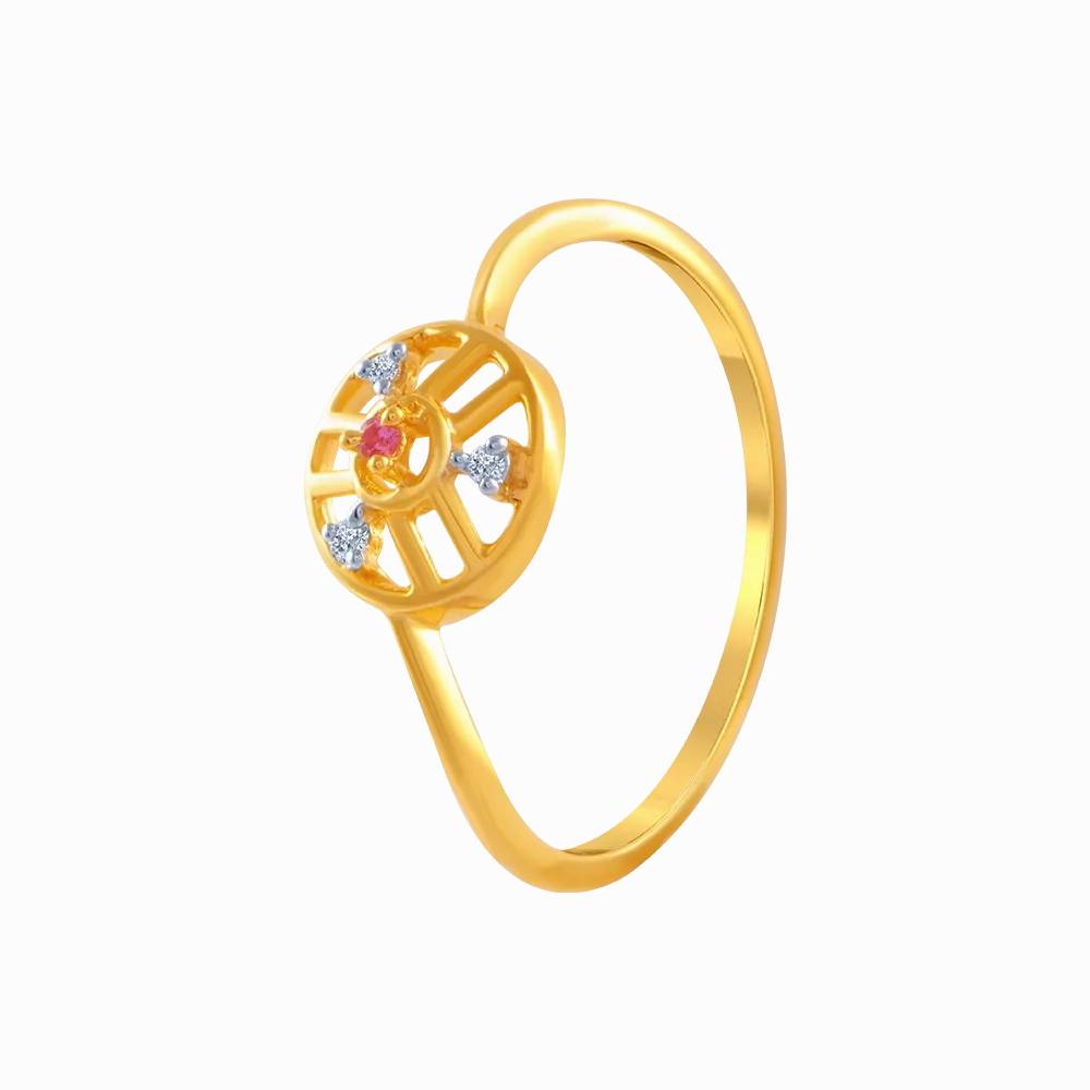 14KT (585) Yellow Gold And American Diamond Ring For Women