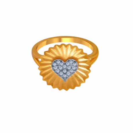 14KT (585) Yellow Gold And American Diamond Ring For Women