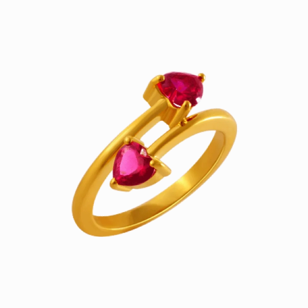 14KT (585) Yellow Gold And American Diamond Ring For Women