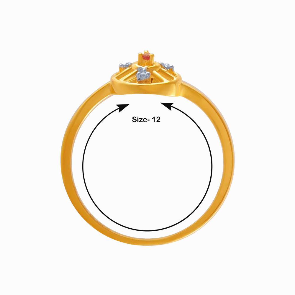 14KT (585) Yellow Gold And American Diamond Ring For Women
