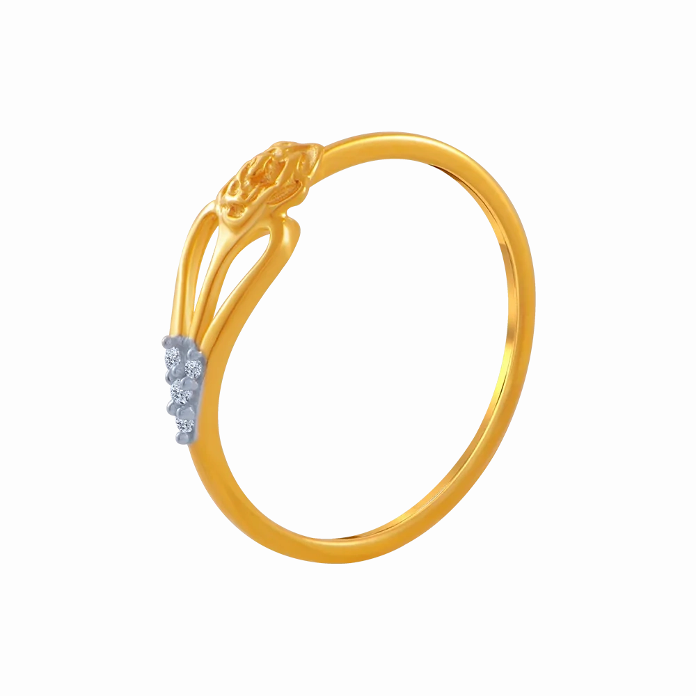 14KT (585) Yellow Gold And American Diamond Ring For Women