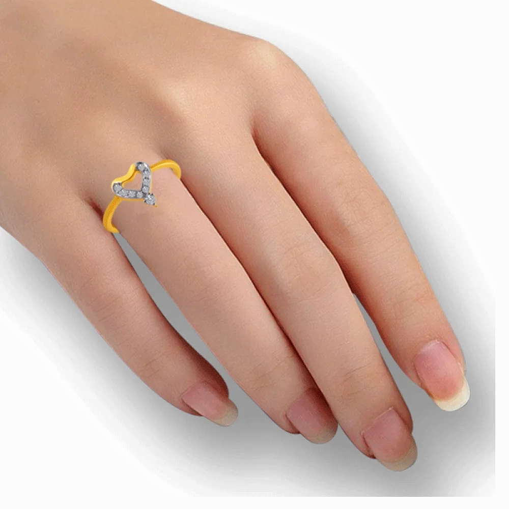 14KT (585) Yellow Gold And American Diamond Ring For Women