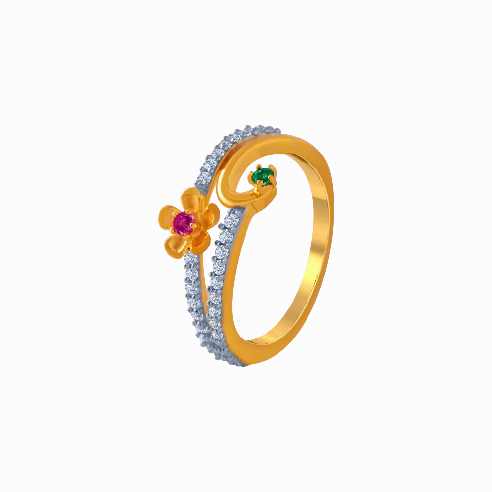 14KT (585) Yellow Gold And American Diamond Ring For Women