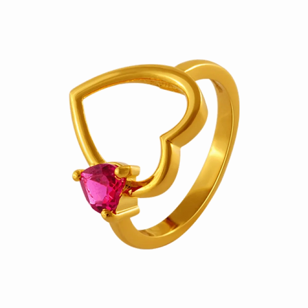 14KT (585) Yellow Gold And American Diamond Ring For Women