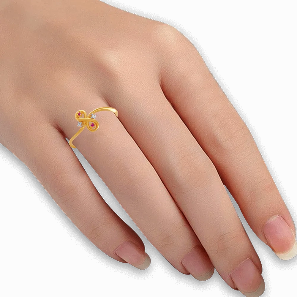 14KT (585) Yellow Gold And American Diamond Ring For Women