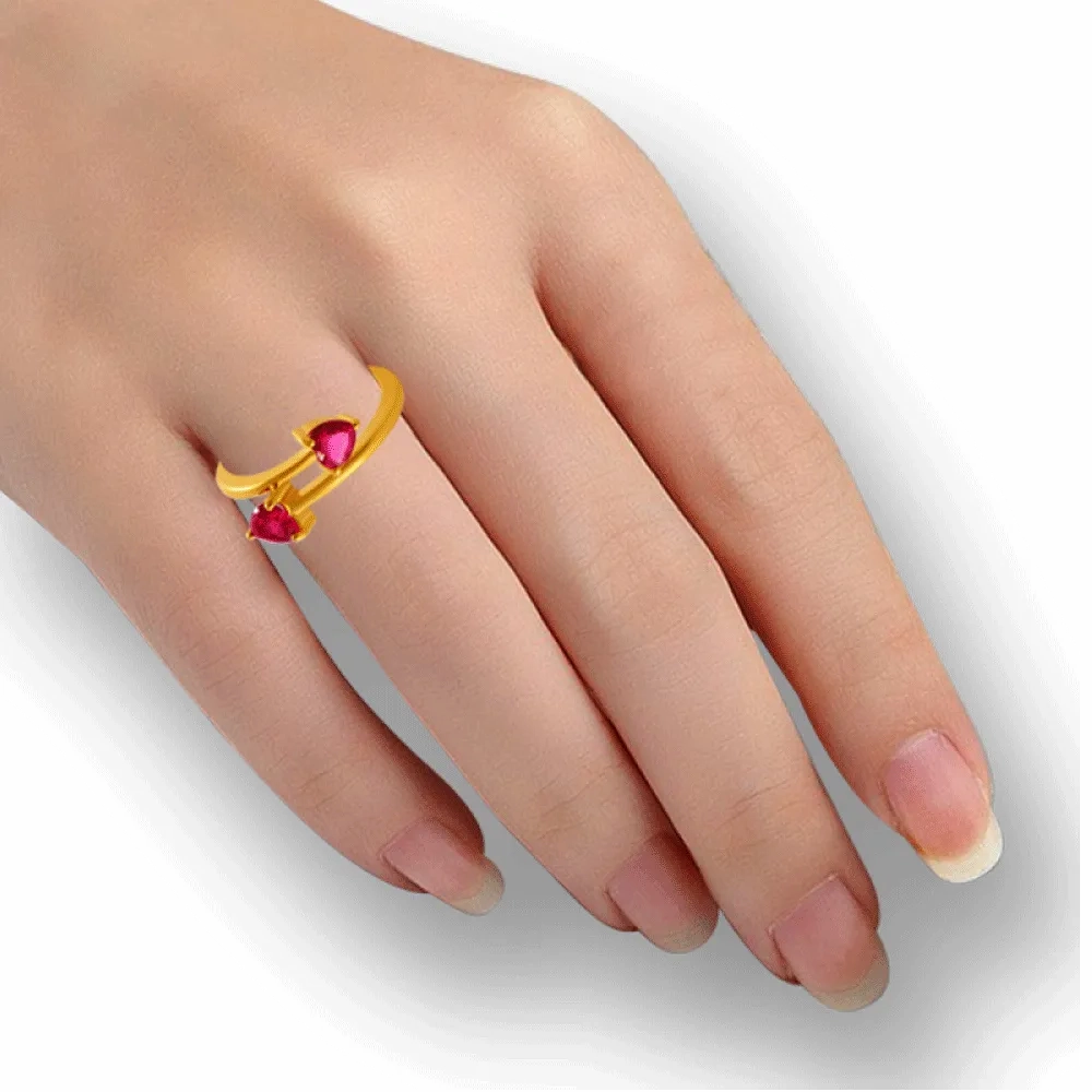 14KT (585) Yellow Gold And American Diamond Ring For Women