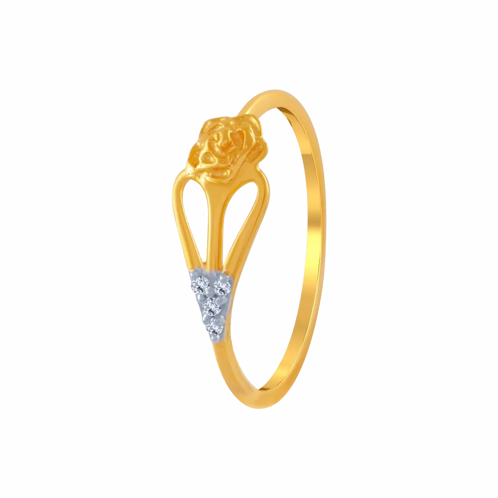 14KT (585) Yellow Gold And American Diamond Ring For Women