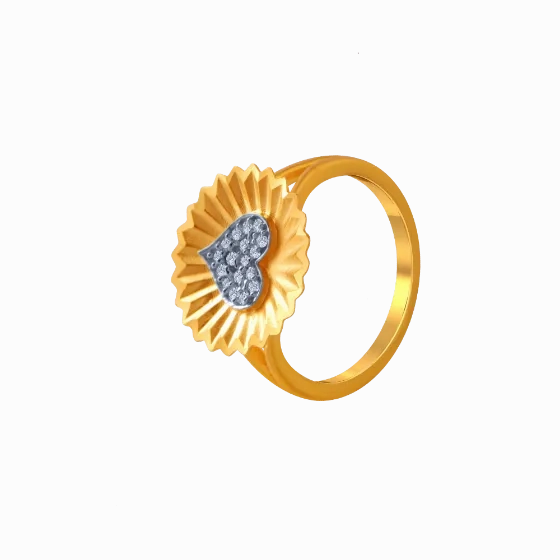 14KT (585) Yellow Gold And American Diamond Ring For Women