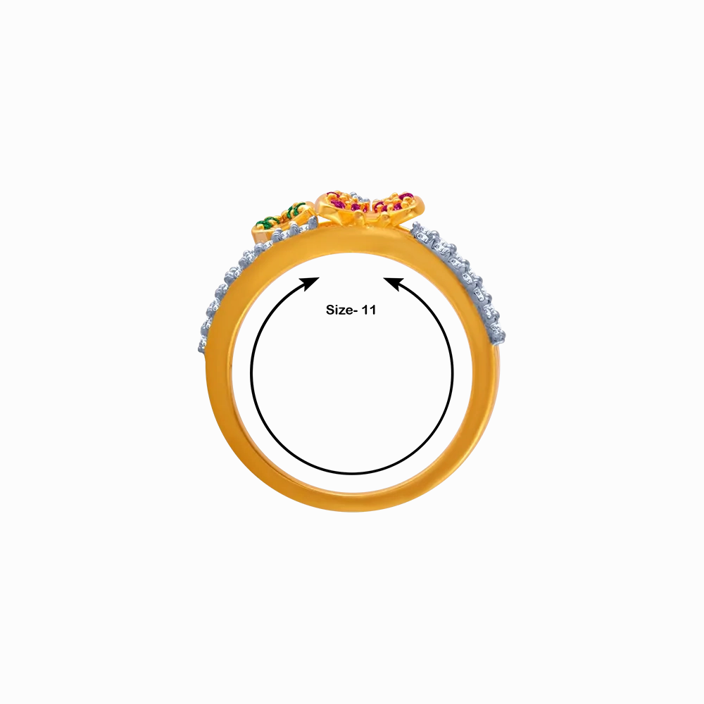 14KT (585) Yellow Gold And American Diamond Ring For Women