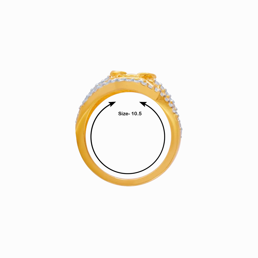 14KT (585) Yellow Gold And American Diamond Ring For Women