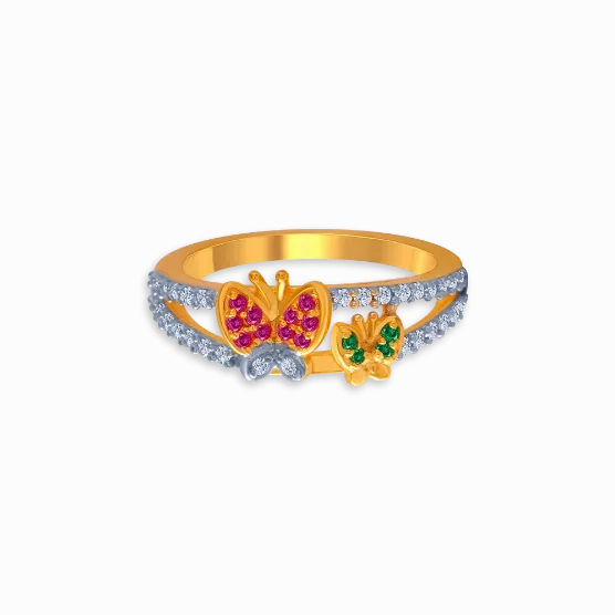 14KT (585) Yellow Gold And American Diamond Ring For Women