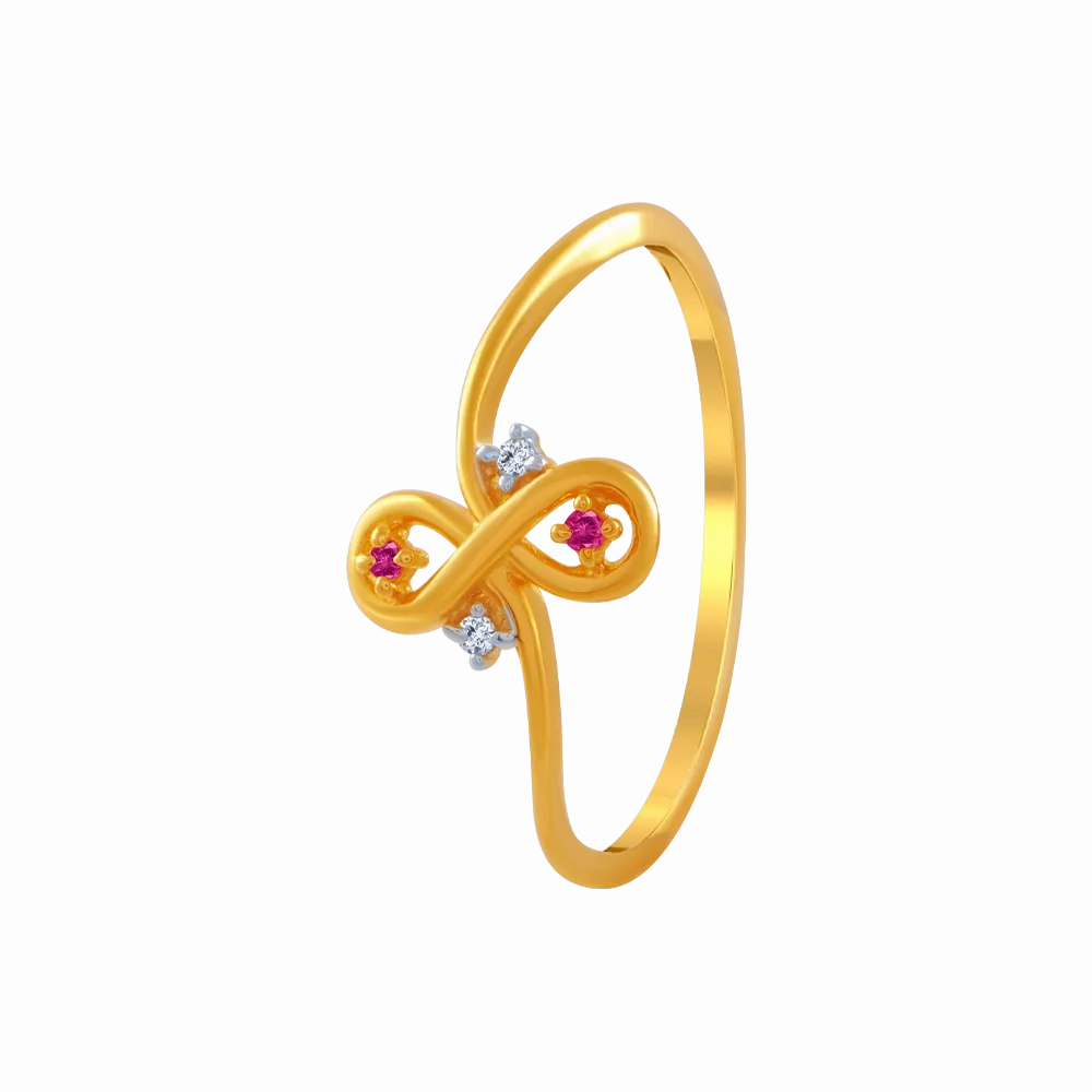 14KT (585) Yellow Gold And American Diamond Ring For Women