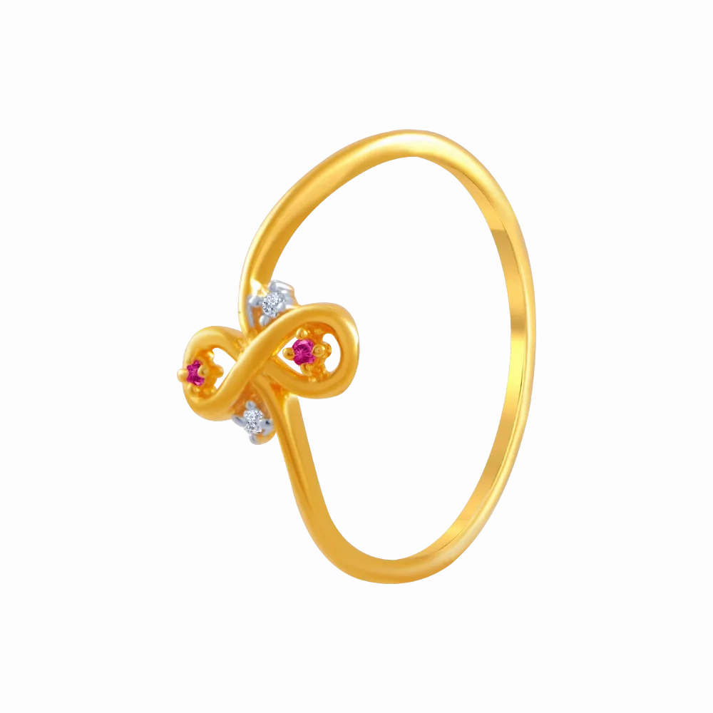 14KT (585) Yellow Gold And American Diamond Ring For Women