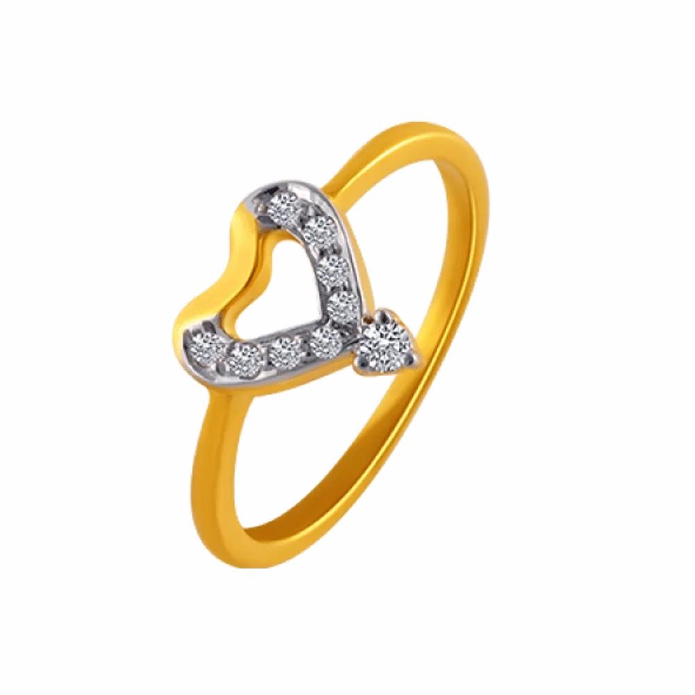 14KT (585) Yellow Gold And American Diamond Ring For Women