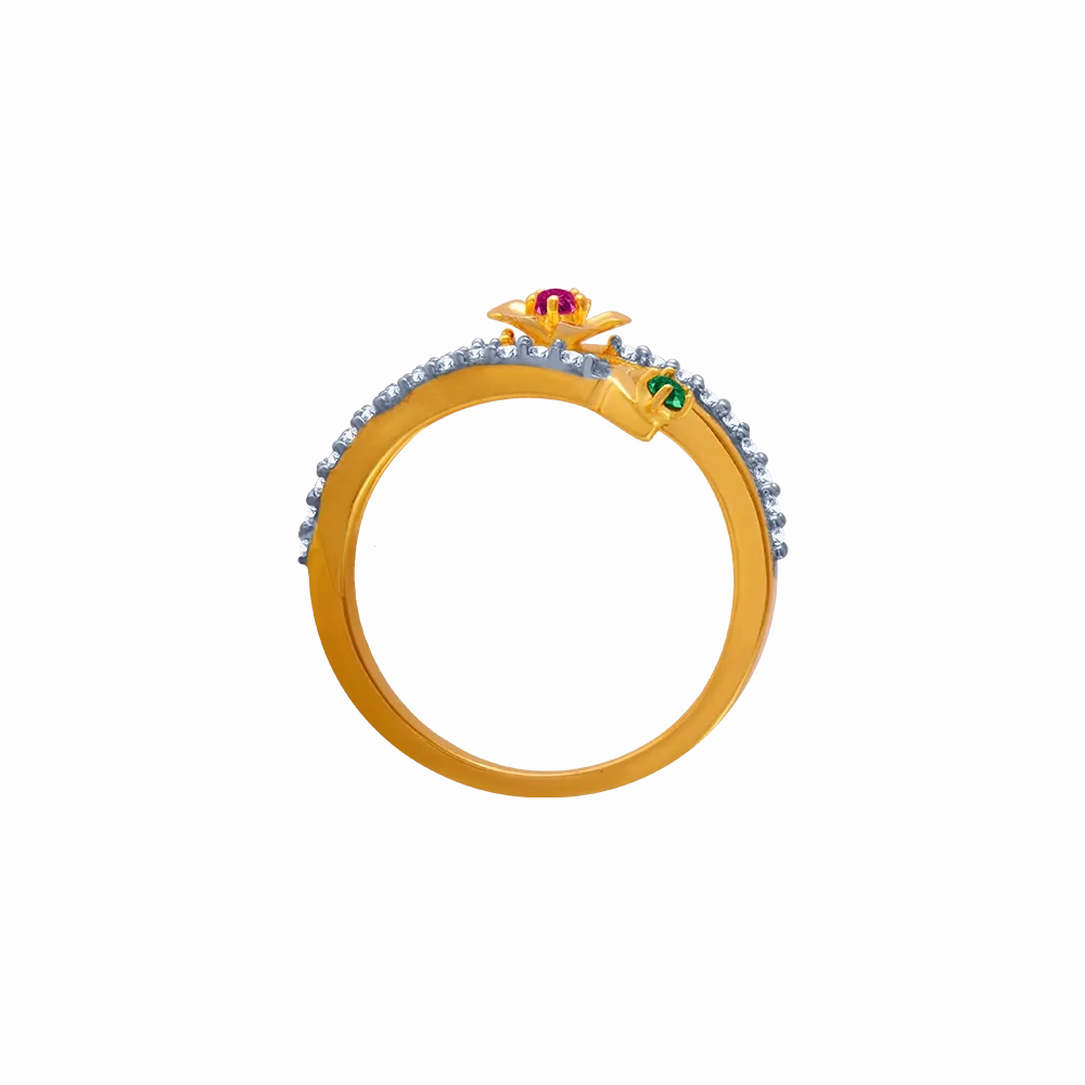 14KT (585) Yellow Gold And American Diamond Ring For Women
