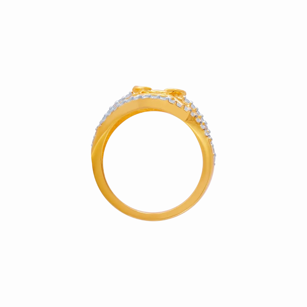 14KT (585) Yellow Gold And American Diamond Ring For Women
