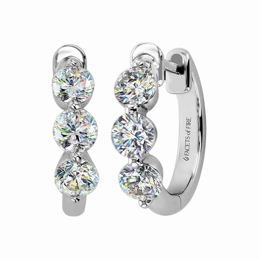 14KT WHITE GOLD ROUND DIAMOND FOF HUGGIE EARRINGS APPROX 1.04CTTW